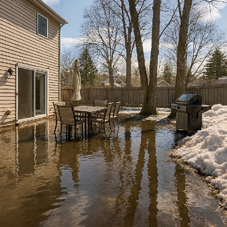 the area is slightly flooded by the spring snowmelt