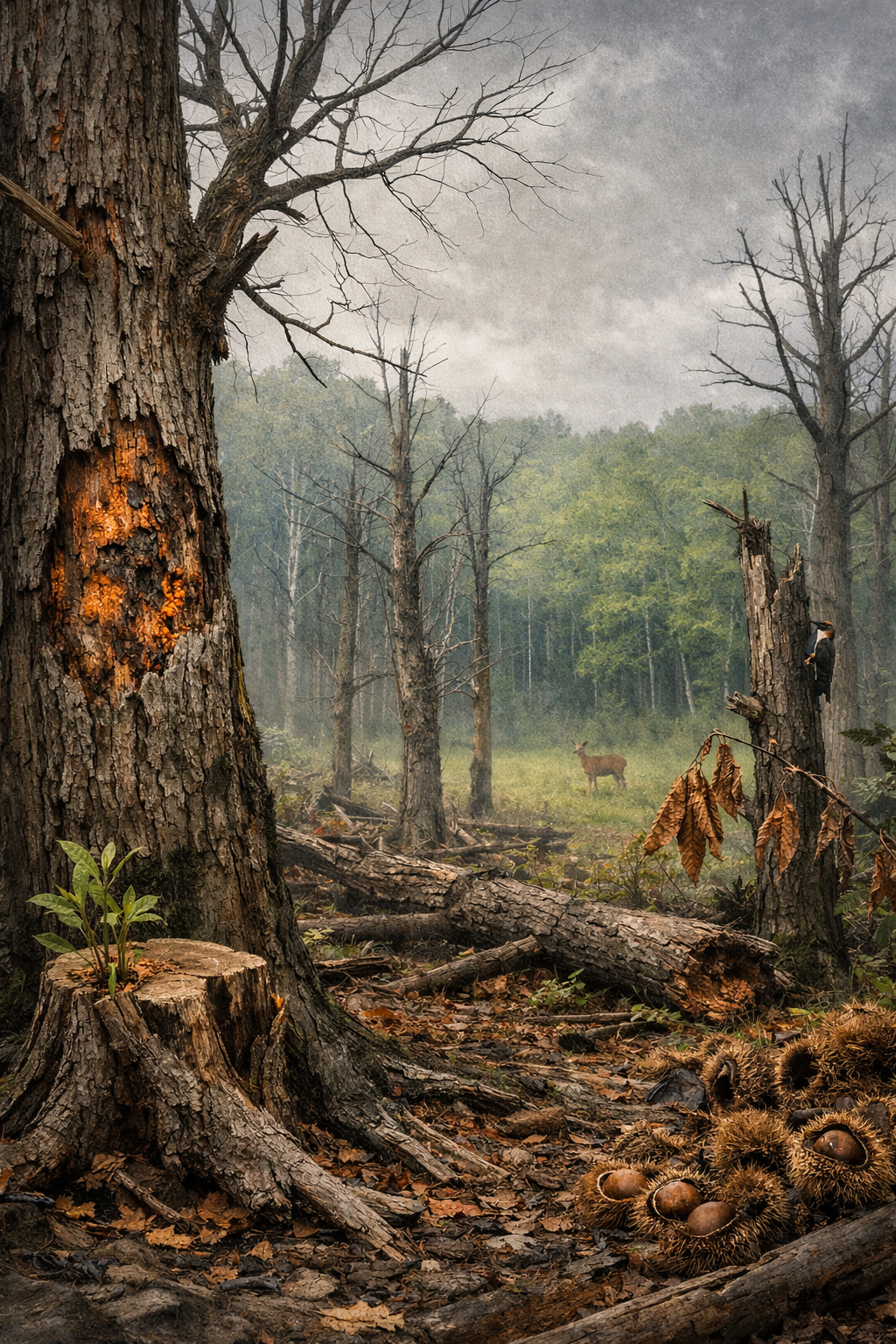 Chestnut blight is one of the most destructive tree diseases in North American history, responsible for eliminating billions of American chestnut trees and reshaping entire forest ecosystems.